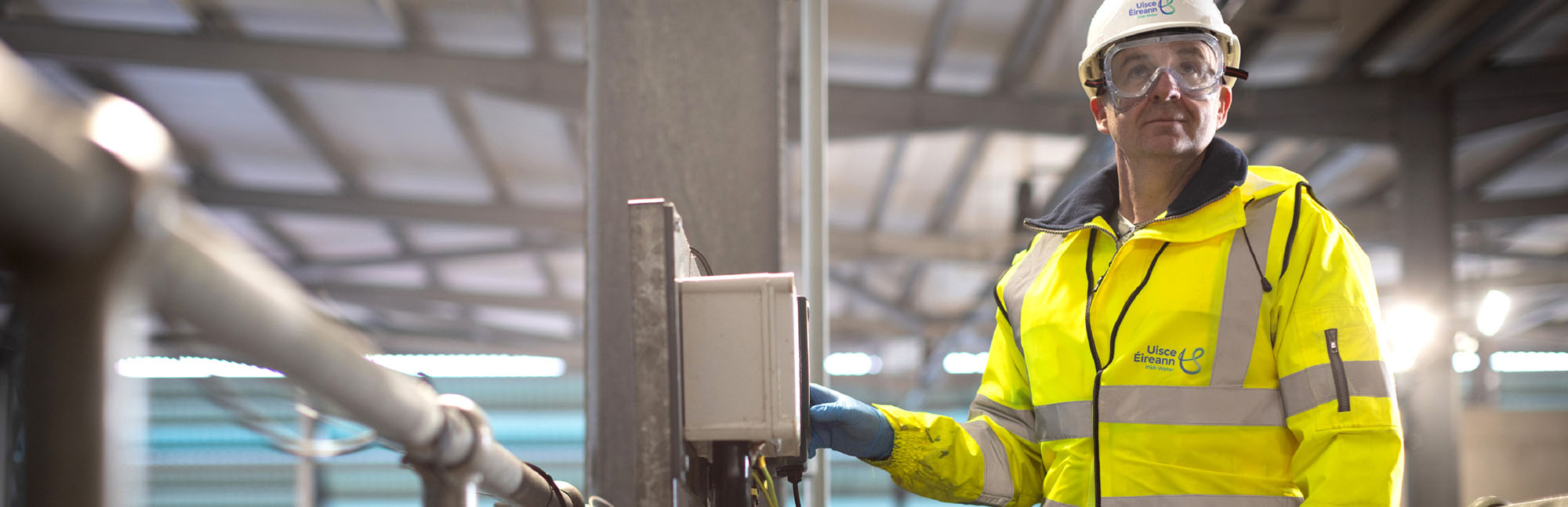 Wastewater Treatment plant operator working on site in Arklow Wastewater treatment plant