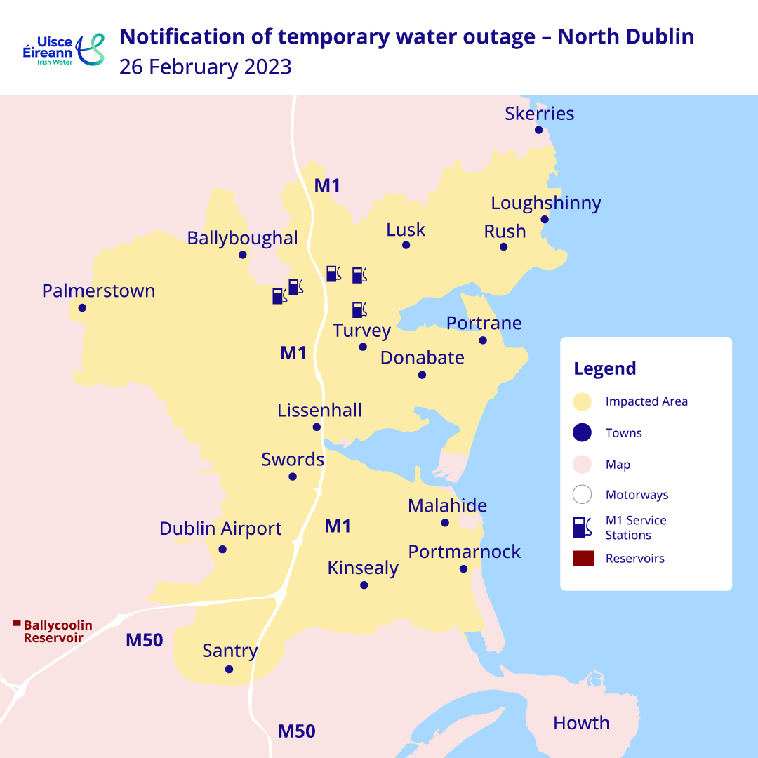 UÉ North Dublin Water Outage Map