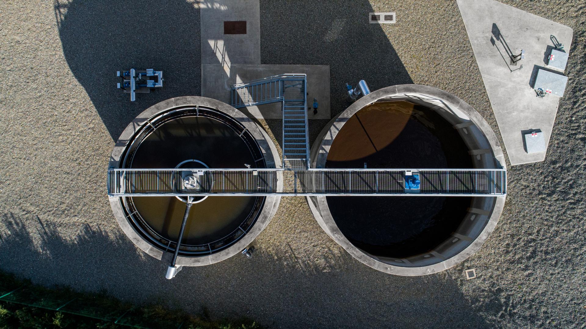 A top view of a wastewater plant in Lough Guitane
