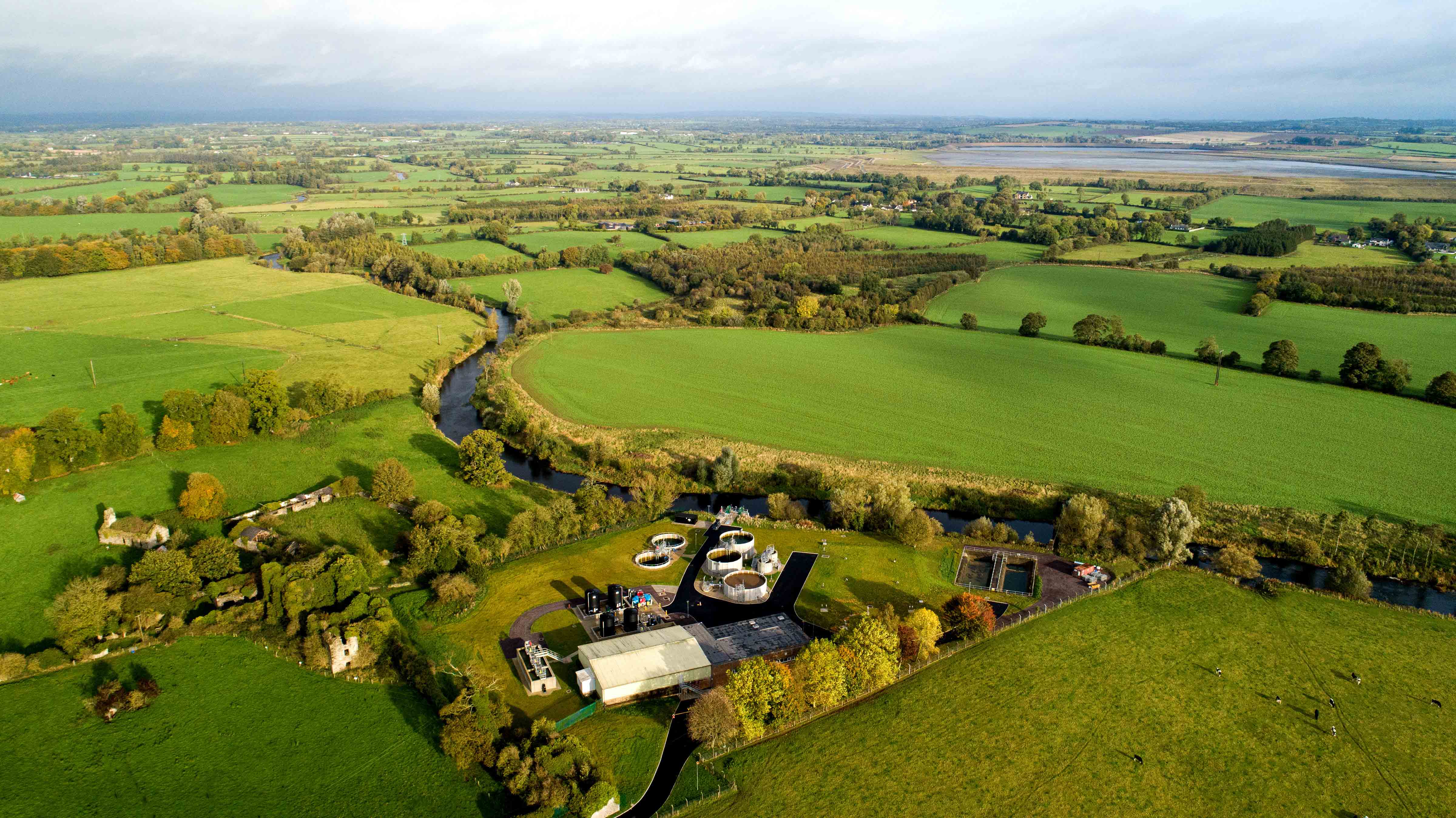 Aerial shot of Liscarton water treatment plant