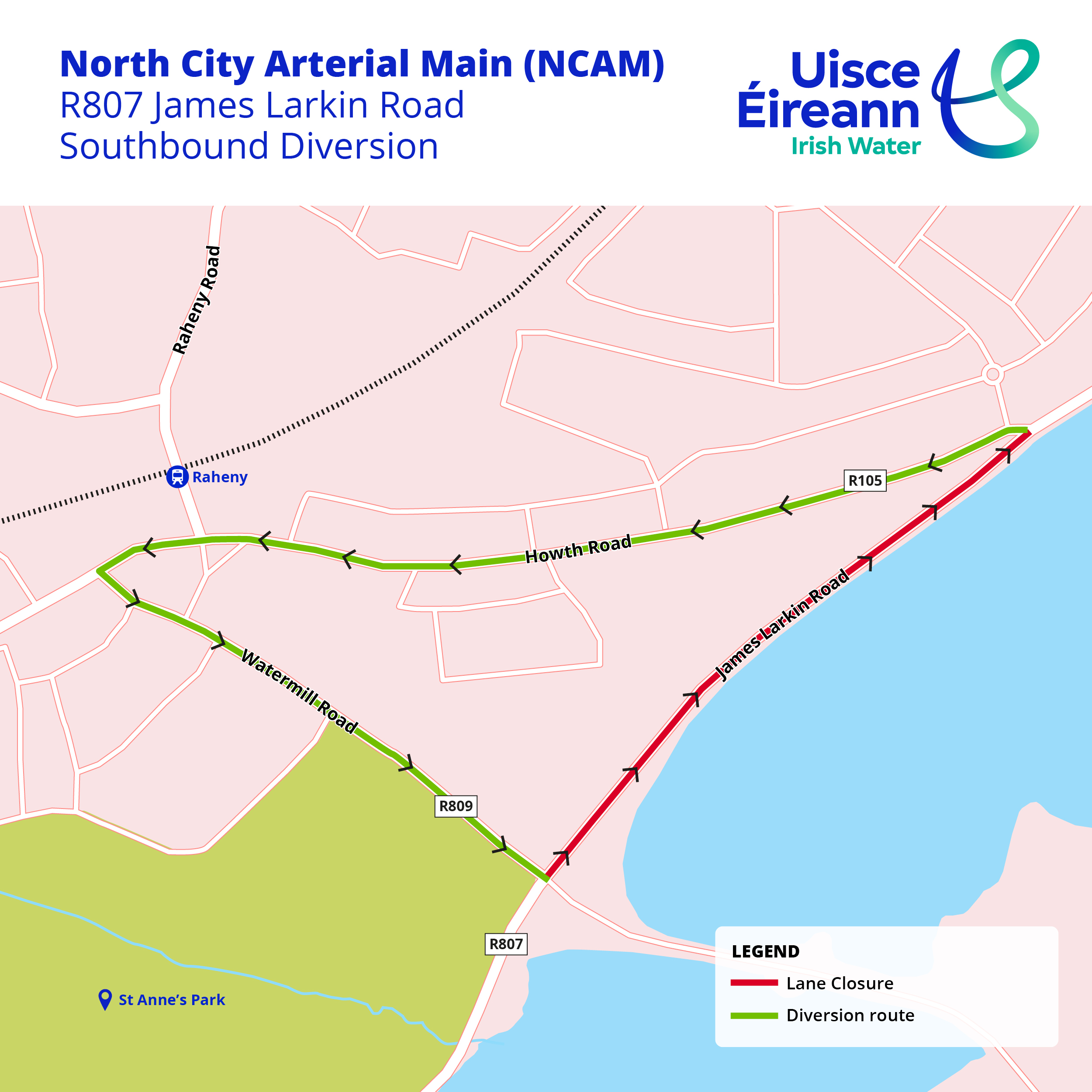 North City Arterial Main (NCAM) - R807 James Larkin Road Southbound Diversion