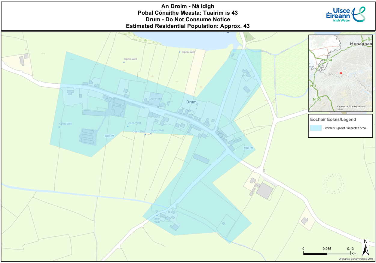 Map of area affected by Drum Do Not Consume Notice