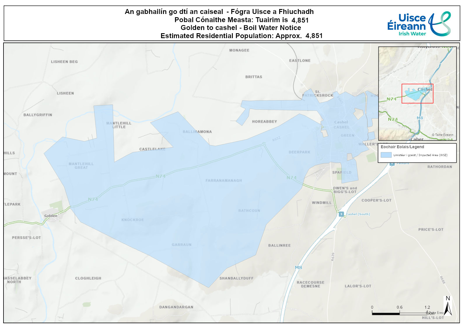 Golden to Cashel Boil Water Notice affected area map 25 July 2026