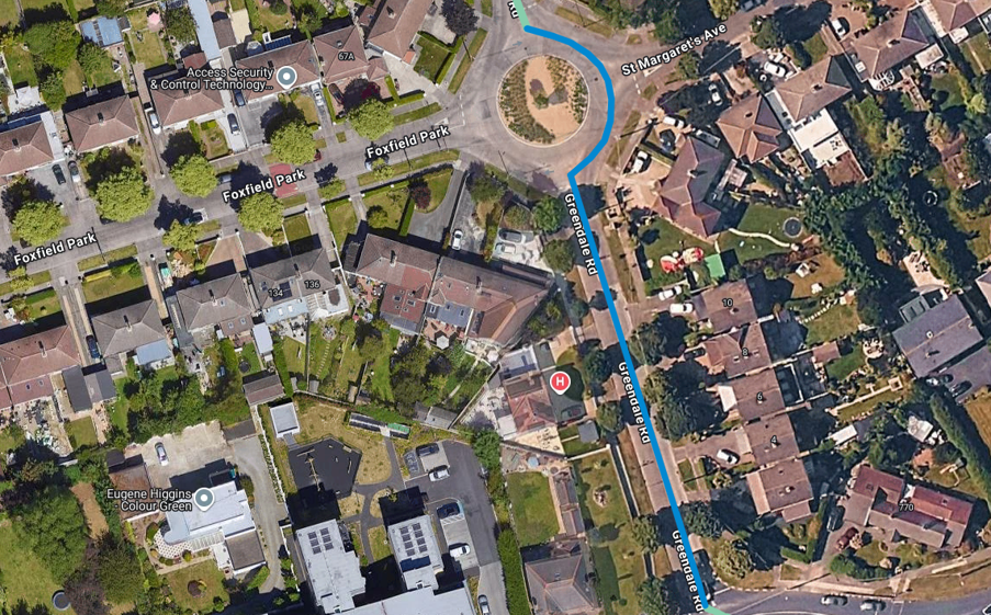 Location of works at Greendale Road