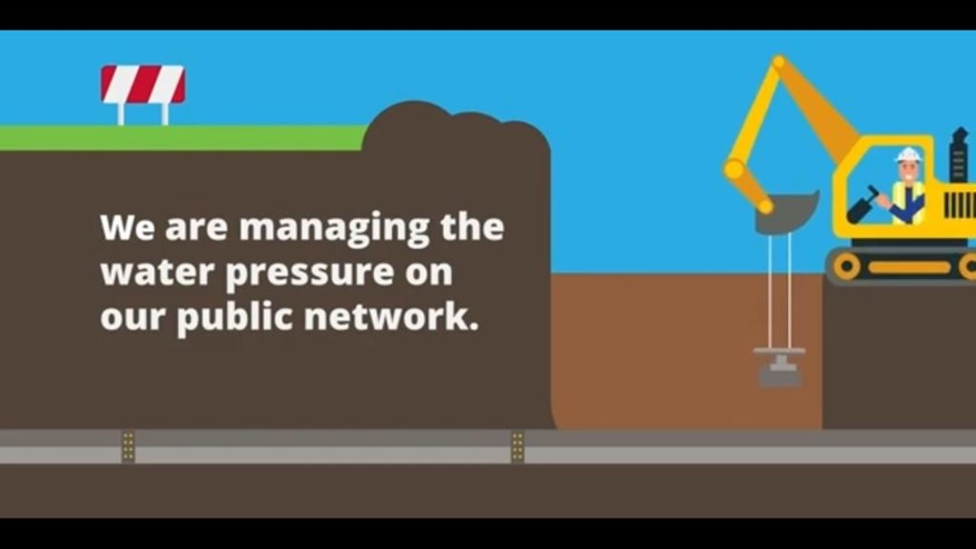 Pressure management graphic with a person with a digger digging the ground