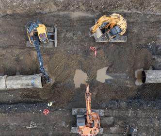 New pipe sections on the Ballymore Eustace to Saggart repair works