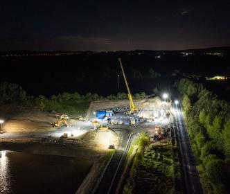Aerial view of overnight works on the Ballymore Eustace to Saggart pipeline repair August 2026